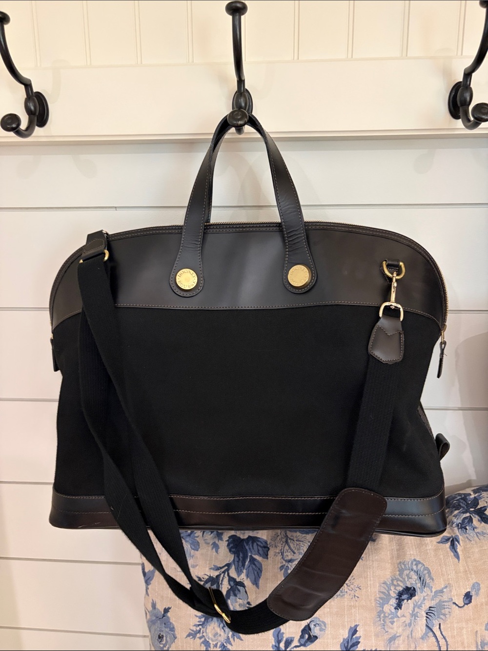 Dooney & Bourke Classic Black Canvas Weekender Travel Tote Vintage - Picture 1 of 10